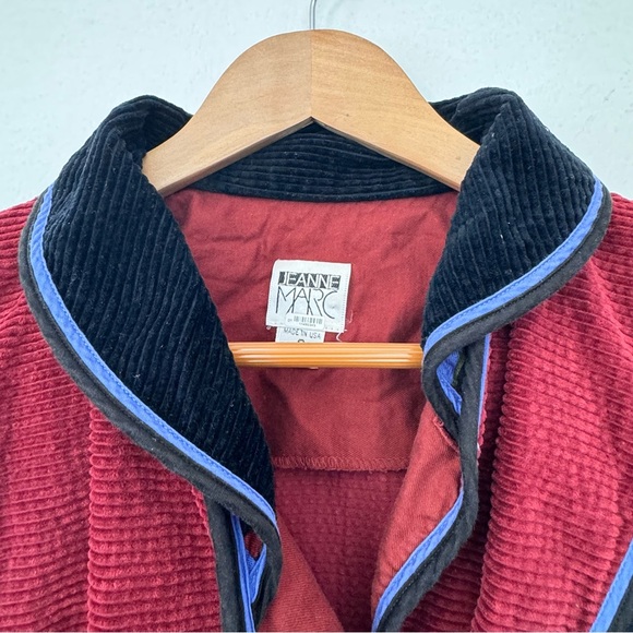 Jeanne Marc Vintage 80’s Luxury Colorful Floral Corduroy Long Sleeve Jumpsuit S - Picture 9 of 15